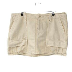 Denim Forum The 90's Utility Skirt, Cotton, Cream, Cargo, Utility, Mini,Size 32